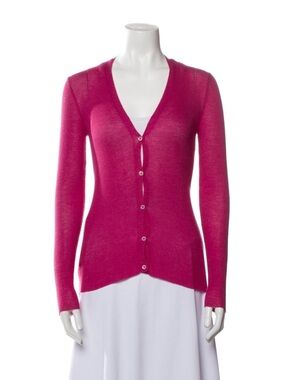 Prada Women's Pink V-Neck Button Cardigan Size S (FR 40)